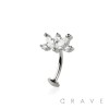 MULTI CZ MARQUISE FLOWER TOP 316L SURGICAL STEEL THREADLESS FLOATING BELLY BUTTON RING
